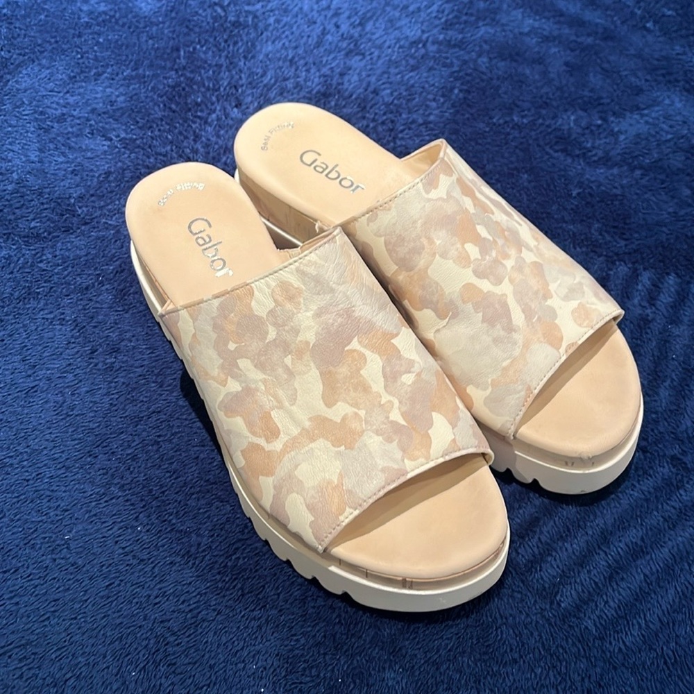 Gabor Neutral Camouflage Slide Mules